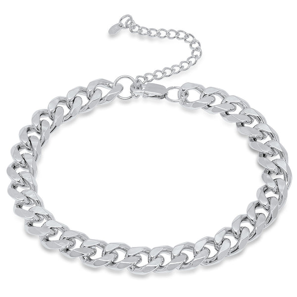 Vesso flat cuban link 2025 white gold chain necklace